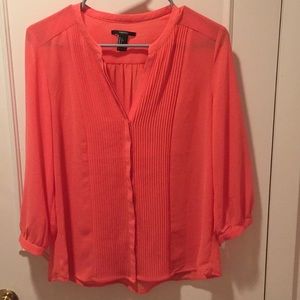 Forever 21 Pleated Orange Blouse